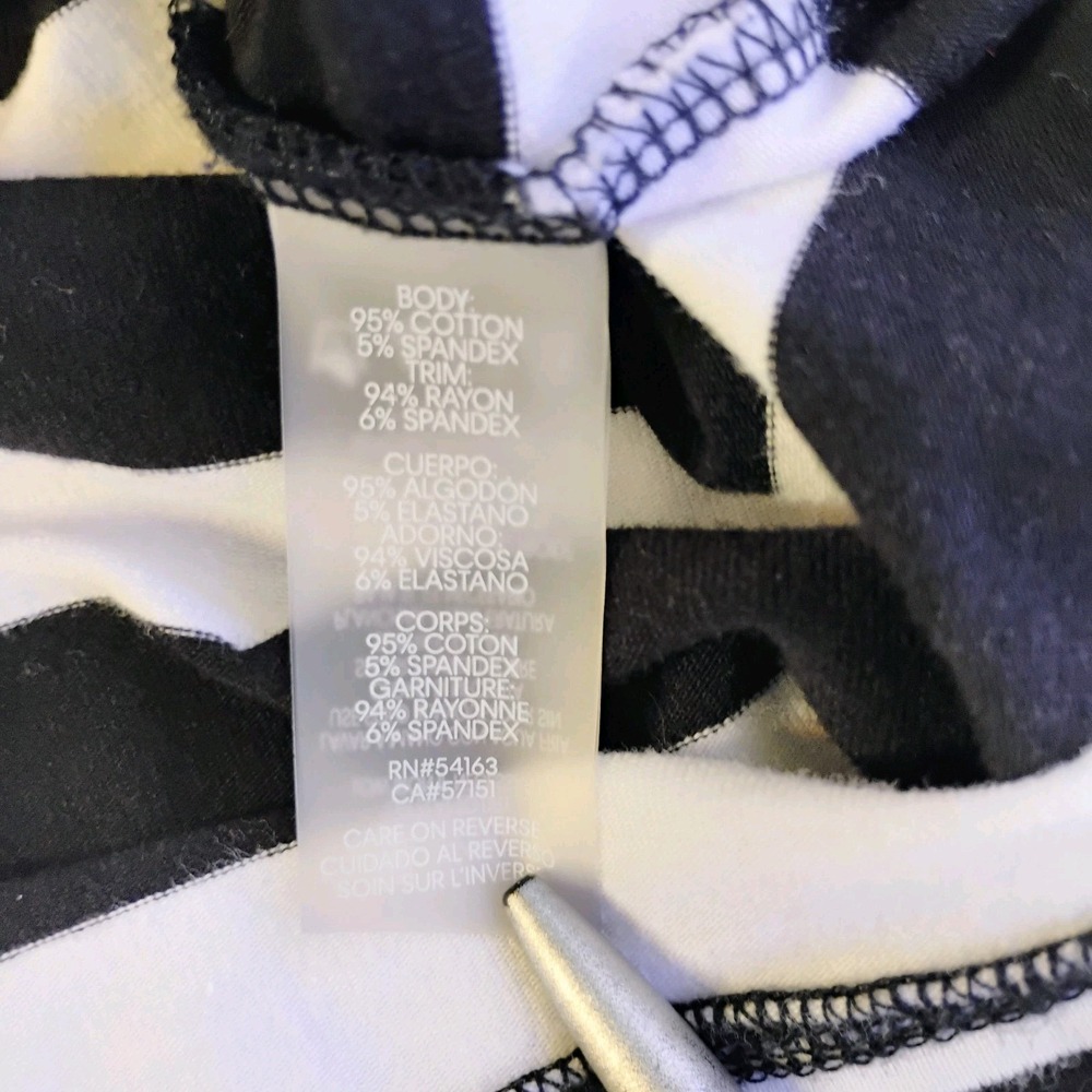 KARL LAGERFELD PARIS Women's C'est La Vie Striped Graphic Top Black White XL - Picture 6 of 8